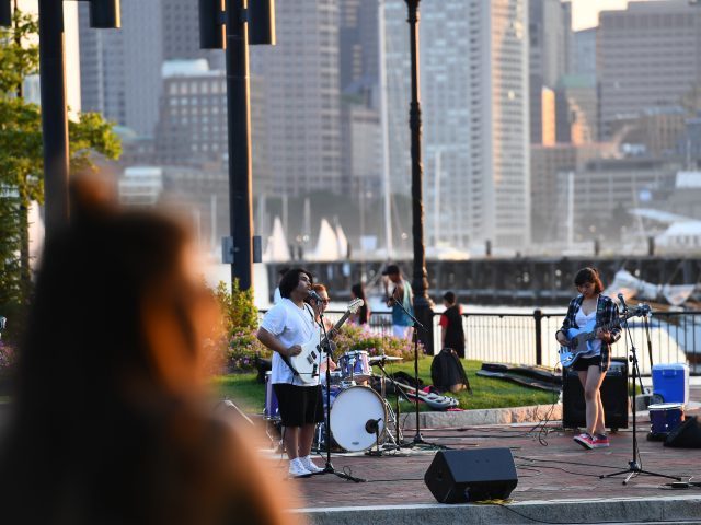 Zumix performs on the waterfront in East Boston